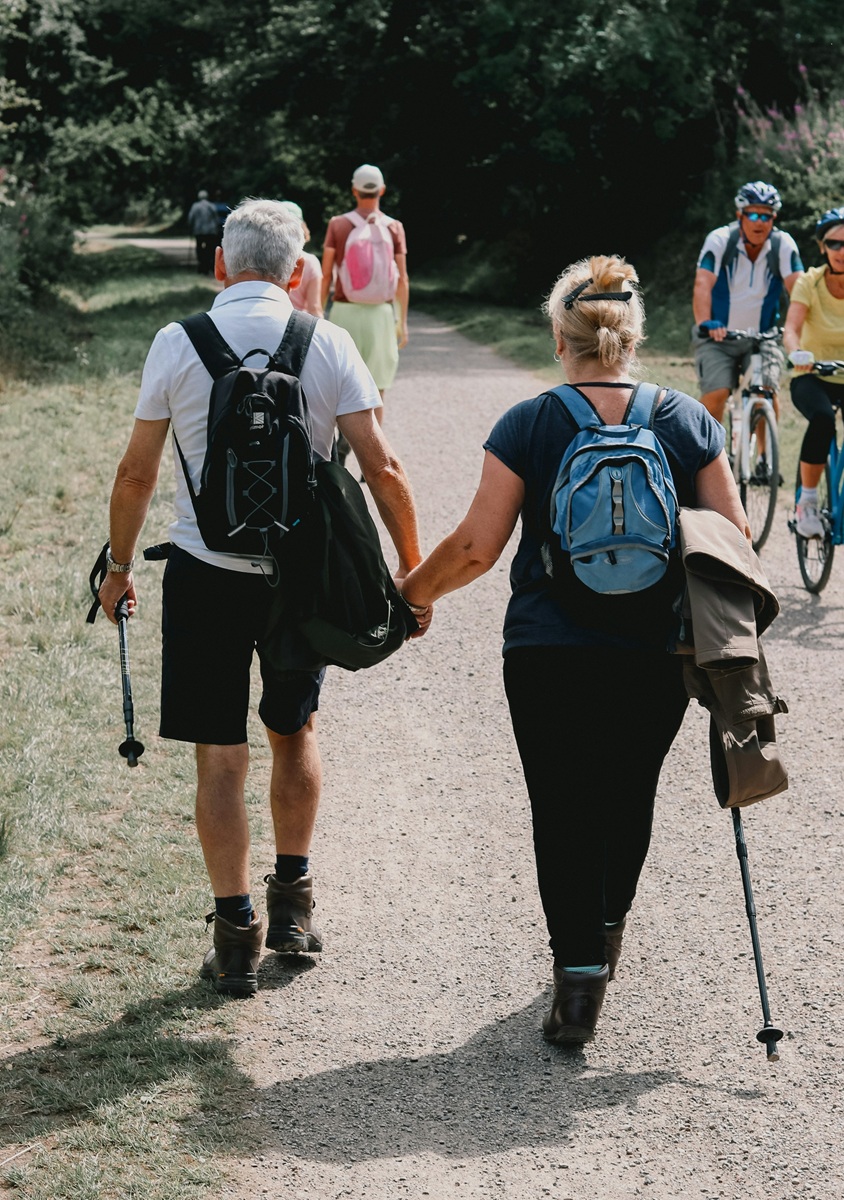 couple walking together outdoors