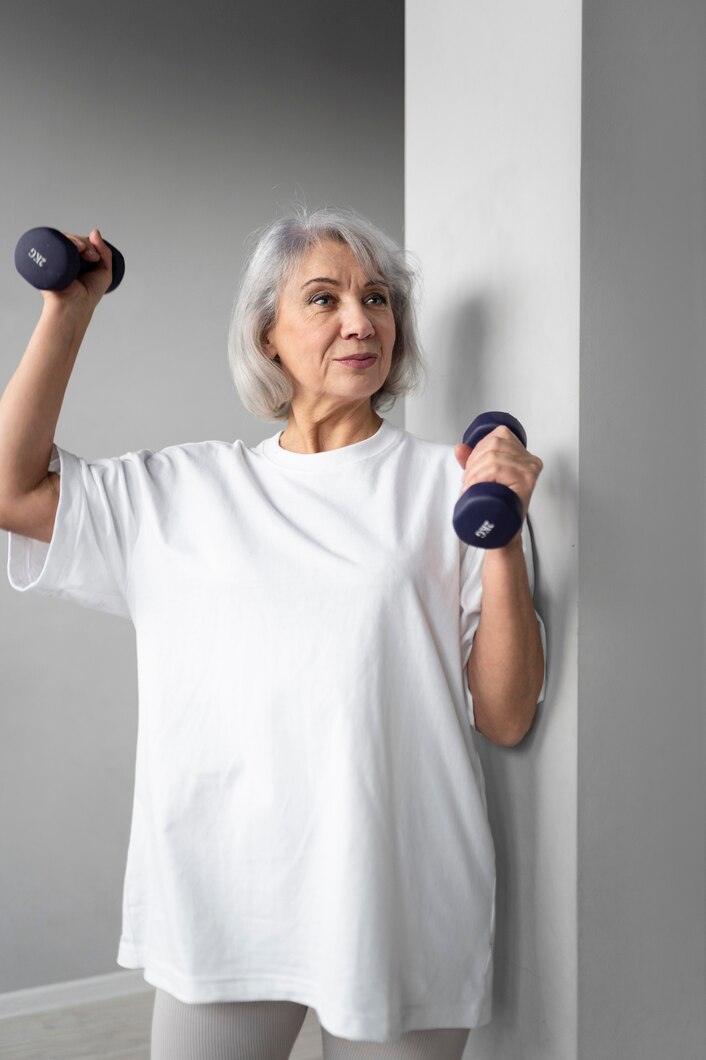 Woman doing dumbbell exercises